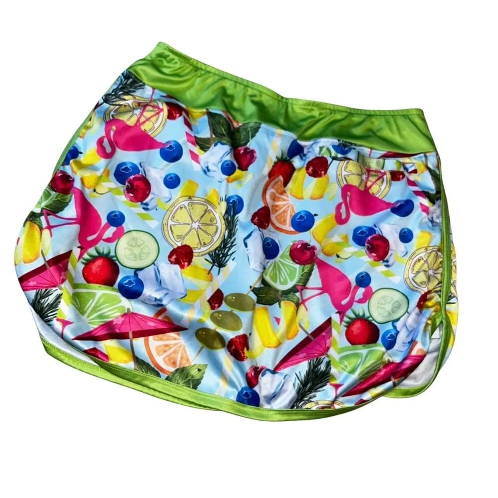 Flamingo citrus cocktails colorful golf skirt skort Shanks large L - Picture 5 of 5